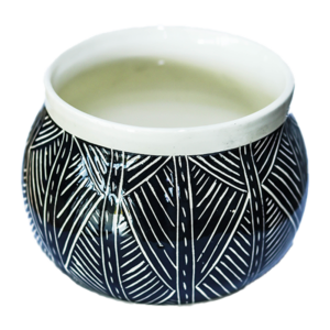 Ceramic Small Round Vase Open Top Black & White