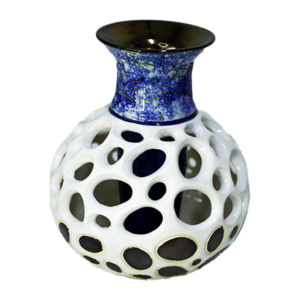 Ceramic Holey Vase Narrow Neck With Blue Top